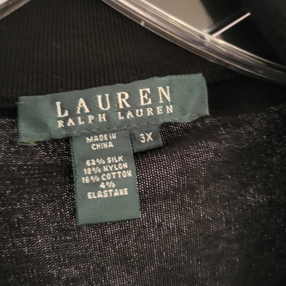 Ralph Lauren 3X Black Pullover Sweater w/Blk&Wht Inset Neckline NWT - Picture 3 of 11